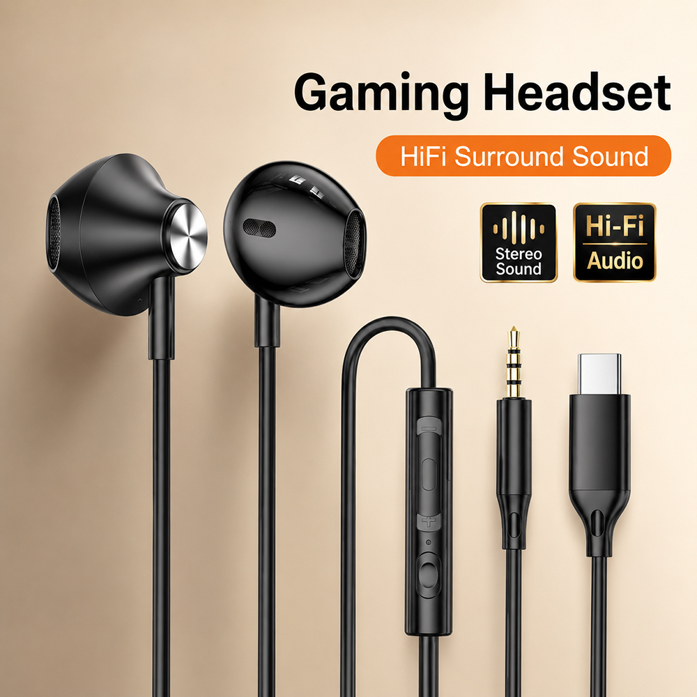 Pc Gaming Earbuds - HiFi Surround Headphones Bass Stereo Sound