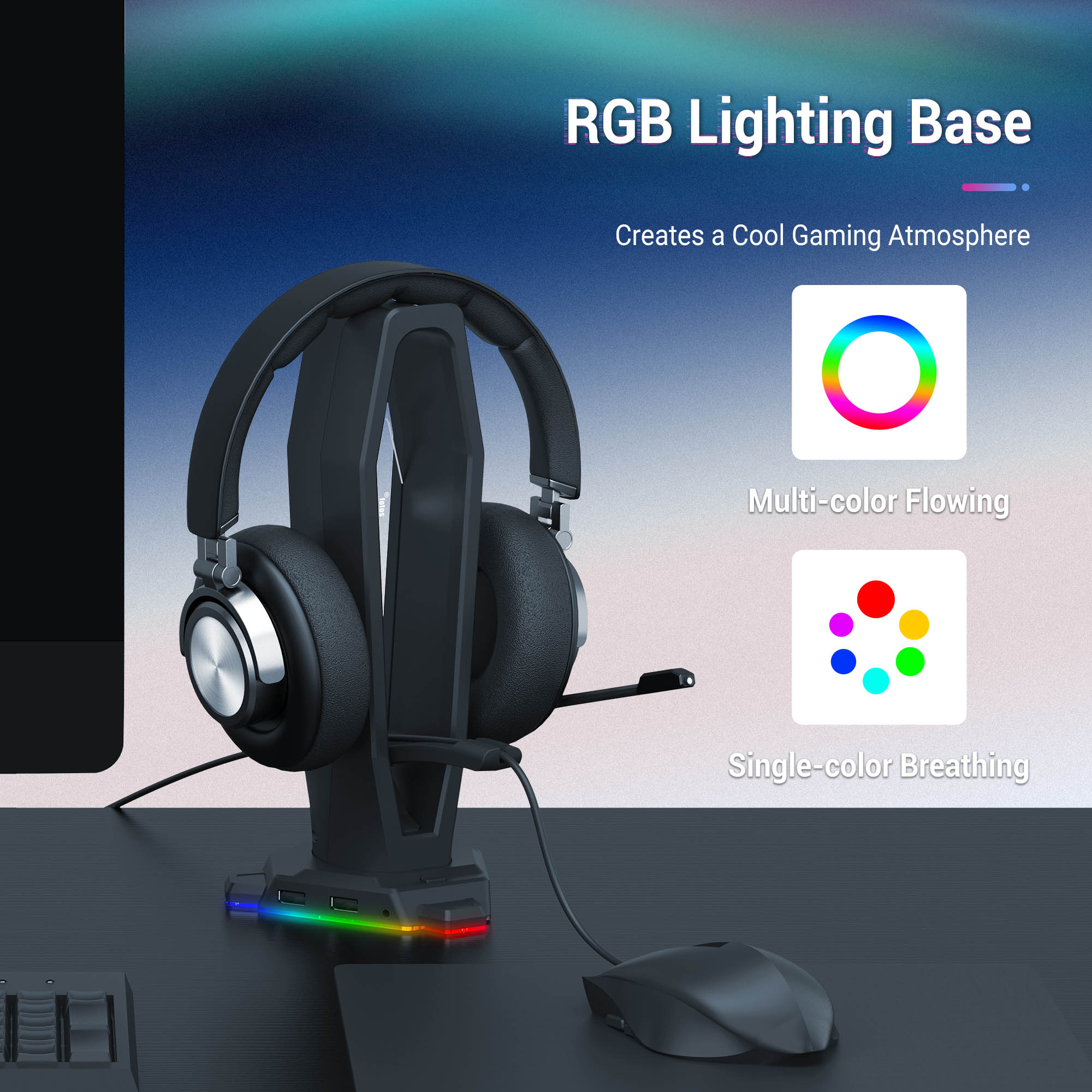3 in 1 RGB Gaming Headset Hold - Mouse Bungee Holder review and price