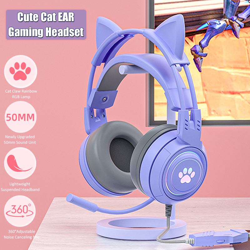 Cute Cat Ear Gaming Headphones - Pc Gaming Earbuds review and price